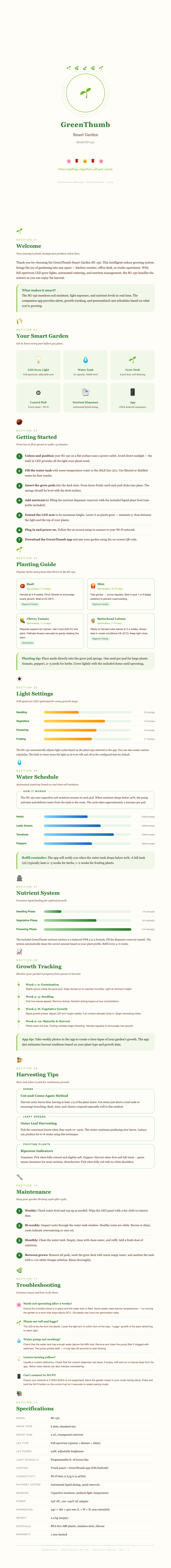 Botanical nature instruction manual